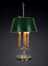 LAMPE BOUILLOTTE ANCIENNE  EN BRONZE ARGENTÉ AVEC ABAT JOUR EN TÔLE