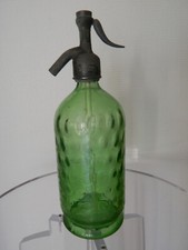 RARE SIPHON VERT A BULLES     MARQUE EN DESSOUS    " GLACIERES DE PARIS ' 1904