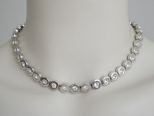 Collier Vintage En Strass Argenté Rond Bijoux De Mode Déclaration 69,4 G/41 Cm