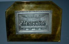 Bas Relief Signé  PG sur Plaque de Laiton Cuivre avec trépied "les 12 Apôtres"