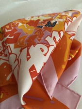 Foulard Hermès  Graff  gavroche Fushia Violet/MKongo - Graffiti -NEUF