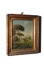 Tableau Miniature Peinture à l’Huile sur cuivreSignée L Sawz Décoration Vintage 