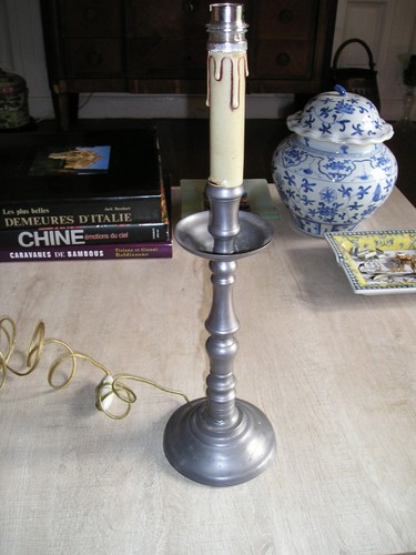 Lampe chevet etain - -etain,