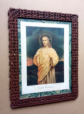 Rare cadre religieux en bois