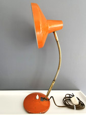 Ancienne lampe à poser orange en métal Aluminor Nice France