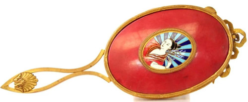 Miroir main doré émaillé - main,