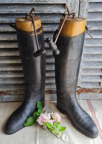 Anciennes bottes cuir cheval - bottes,