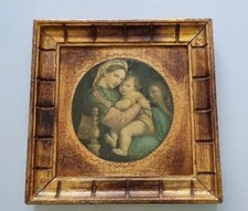 Reproduction  painting Raphaël "vierge à la chaise" Miniature tableau encadré 