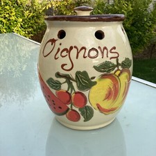 Pot À Oignons En Poterie Artisanale Vernissée H19 Cm 17 Cm Diamètre Vintge