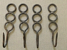 lot 4 crochets de boucher boucherie ancien fer forgé collection cuisine