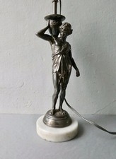 lampe néo classique, statuette métal argenté, jeune homme grec, éphèbe, antique