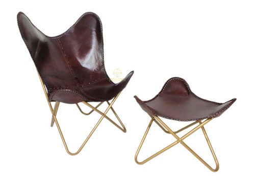 Fauteuil papillon luxe cuir - papillon,