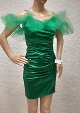 RBF23  Sublime Robe Satinée Vert Emeraude Avec Tulle Elégante Raffinée T  36/38