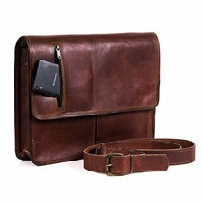 Sacoche porte-documents homme en cuir véritable vintage pour ordinateur porta...
