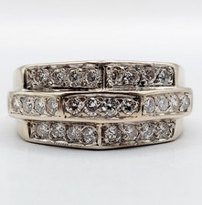 Bague tank art deco or blanc 18k diamants et monture géométrique (circa 1940)