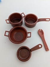 Barbie Mattel Accessoire cuisine marron poêle casserole plat vintage Années 70