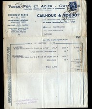 LYON (69) TUBES en Fer et Acier / OUTILLAGE "CAILHOUX & BOUDOT" voyagée en 1950