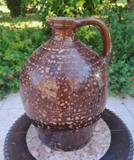 Cruche A Huile En Terre Cuite Vernissée XIX ème 