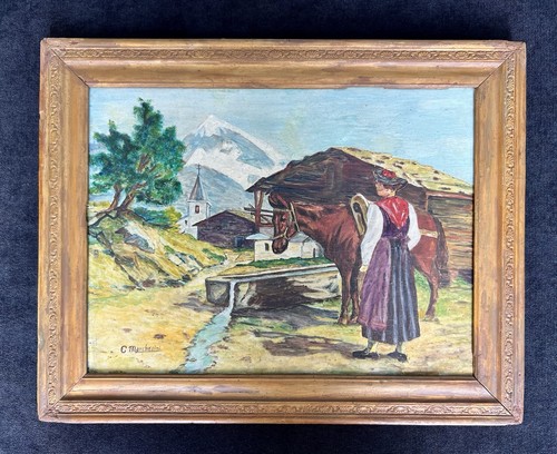 1940s alpine oil painting - alpine,