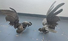 Duo duel de combat de Coqs  en métal Argenté 