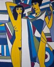 KLEYMAN Tableau Nu Côte AKOUN XXL 81x65 " TOPKAPI " Direct Artiste