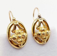 Dormeuses victorienne or 18k et fleurs (circa 1890) poissarde