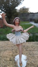 STATUETTE DANSEUSE BALLERINE PORCELAINE ALLEMANDE DRESDEN ART DE 10 CM
