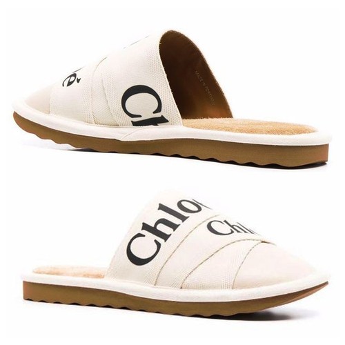 Chloe sabot logo woody - woody, blanc