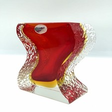 Vase Sommerso ALESSANDRO MANDRUZZATO En Verre De Murano Design Vintage Rouge