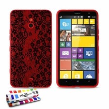 COQUE NOKIA LUMIA 1320 DENTELLE NOIRE SILICONE ROUGE RIGIDE (TPU)