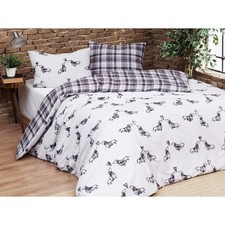 HOUSSE DE COUETTE TECKELS Gris en Pur Coton Extra Double Face