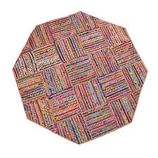 Tapis En Jute Et Coton Tressé À La Main Octogonal Rouge Pour Salon 3x3 5x5