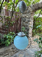 Ancien Monte et Baisse Globe Clichy Diamètre 21cm Années 50 Suspension Lustre