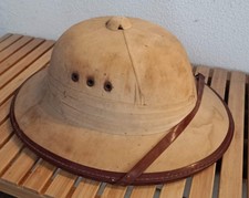 Authentique casque colonial français Sahara salacot léger en tissus sable et ver