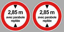 2 X HAUTEUR LIMITE PARABOLE 2,85 m CAMPING CAR VAN CARAVANE 5cm STICKER PE228