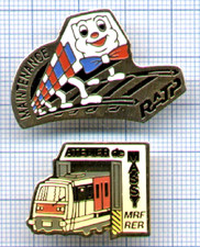 Lot de 2 Pin's RER RATP Maintenance MRF Atelier de Massy Ville essonne / Trains