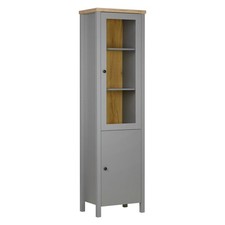 Vitrine Highboard Gris Armoire Buffet haut Commode de salon en bois Homestyle4u