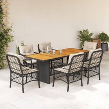 Table à Manger de Luxe avec 6 Chaises - Bois d'Acacia et Acier Durable - Jardins