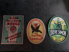 lot de  3 étiquettes anciennes de bière