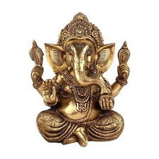Laiton Ganesha Bhagwan Idol Taj Ganesh Statue Ganpati Murti pour Temple 9 pouces