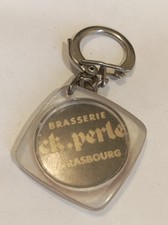 Porte-clés publicitaire vintage – Perlofruit & Brasserie Perle Strasbourg Biere