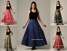 Indien Jupe Enroulé Rapron Coton Imprimé Jupe Longue Femme Ethnique Robe