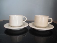 2 grandes tasses bistrot en porcelaine couleur crème, Pillivuyt (France) 
