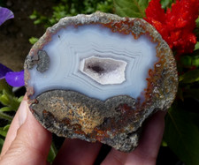 Géode Coconut Quartz Agate Bleu 7X6cm Las Choyas Minéral collection pierre