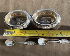 Paire 2 salerons petites cuillères argent massif style Louis XVI Minerve