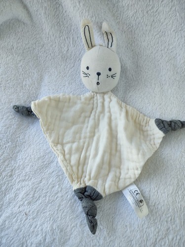 Doudou plat lapin lange blanc