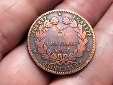 ⚜️ RARE 5 CENTIMES BRONZE CÉRÈS 1880 A (ANCIEN NETTOYAGE) ⚜️ BIEN LIRE 