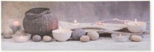 Tableau toile cadre zen Bougie et Galet - 90 x 30 cm