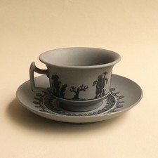 Sarreguemines - Tasse & Soucoupe - 1830'S - French Jasperware Wedgwood Style