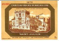 étiquette Chateau Ducru-Beaucaillou 1978 Saint Julien GCC.Spécimen.Intacte.